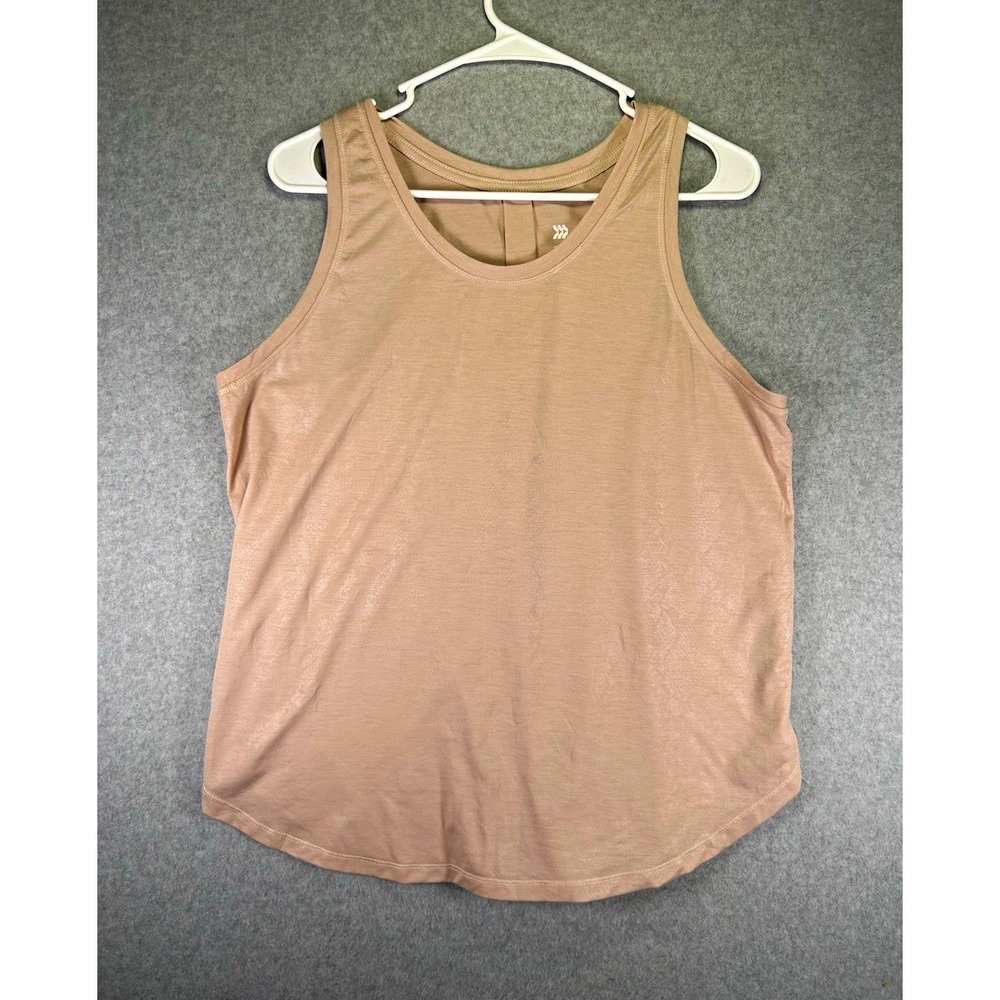 All in Motion Tank Top Womens L Beige Knit Stretch Breathable Round Neck Wide